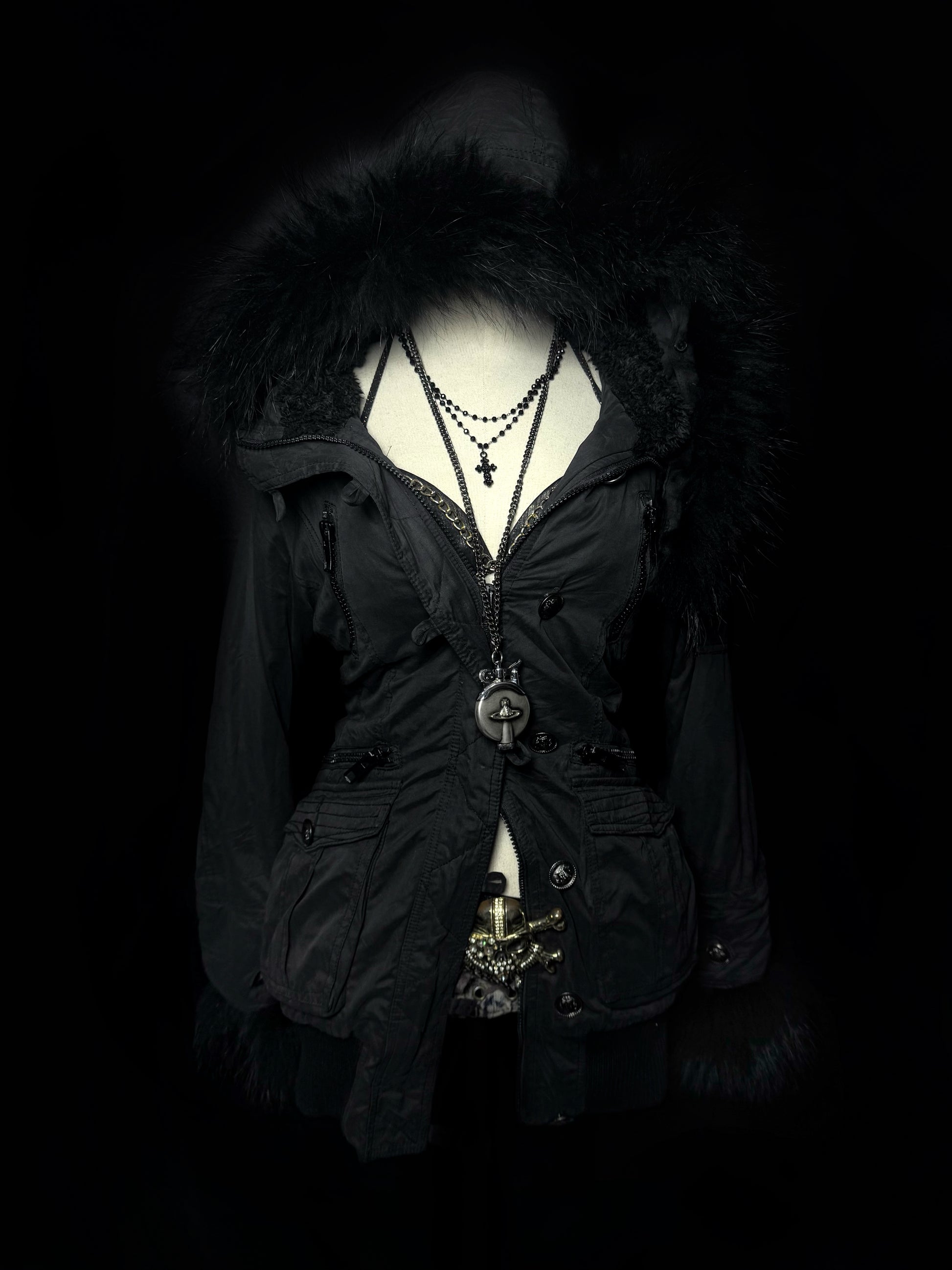 ༒Black Fur Hoodie༒