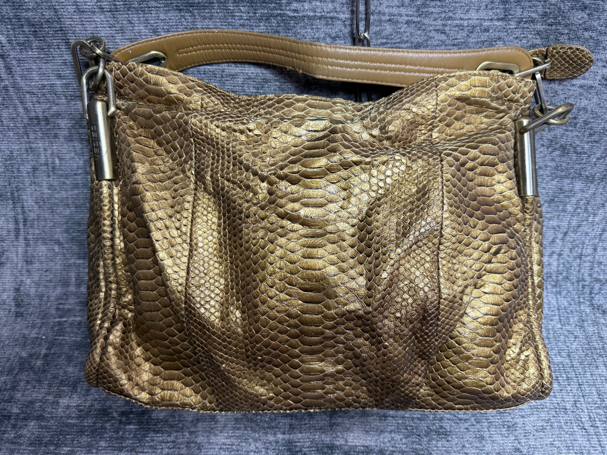Y2K Gold Python Bowler Bag