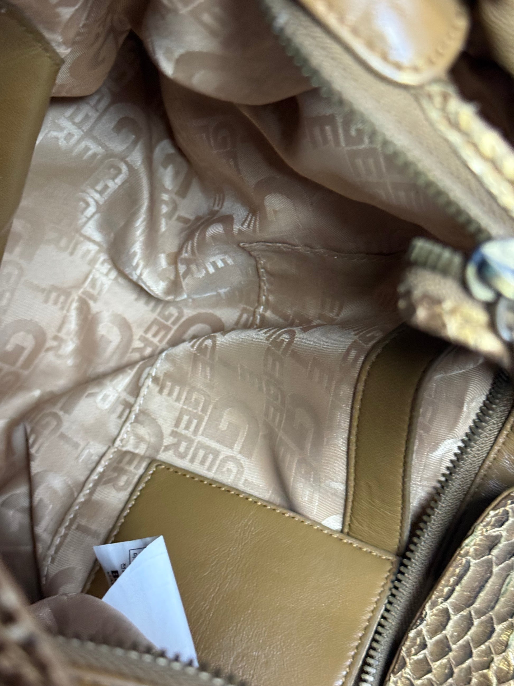 Y2K Gold Python Bowler Bag