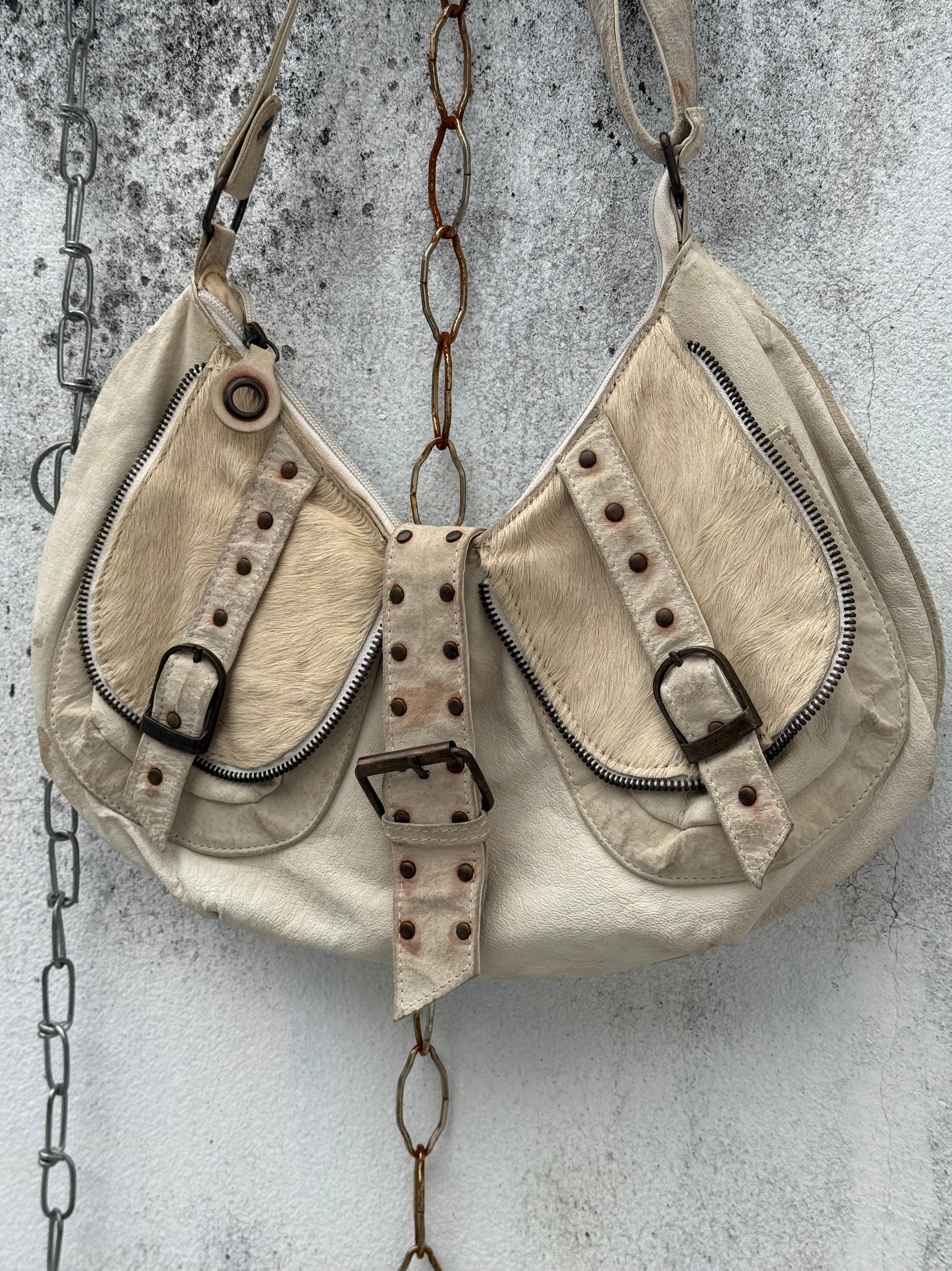 Distressed Leather Hobo Bag
