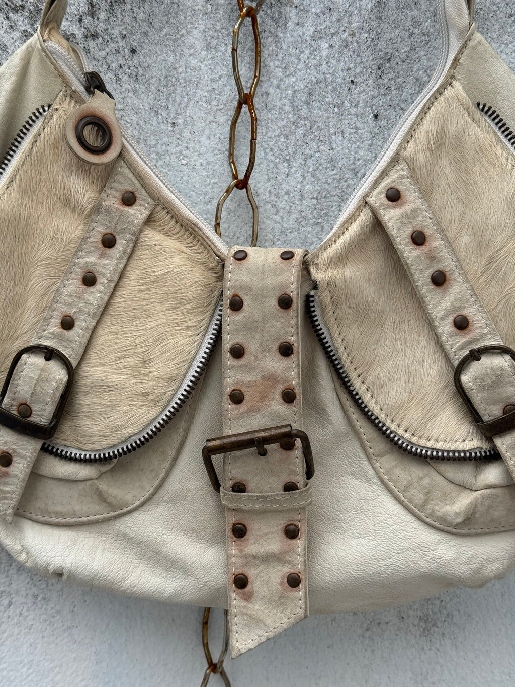 Distressed Leather Hobo Bag