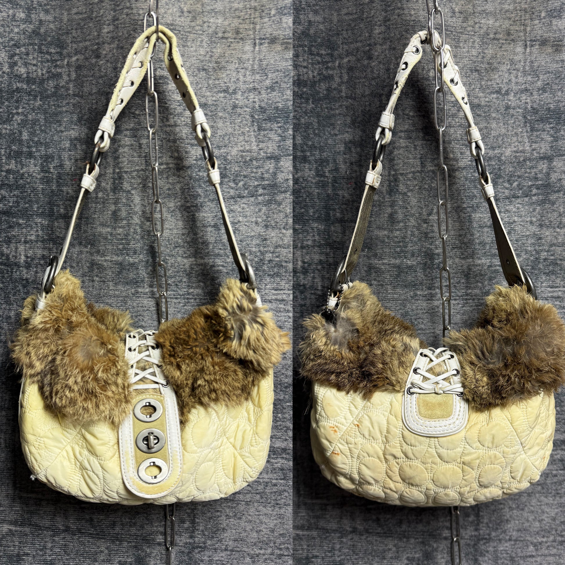 Vintage Fur Bowler Bag