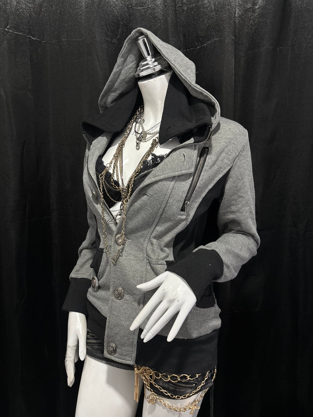 VANITY GRAY ZIP UP HOODIE ༒