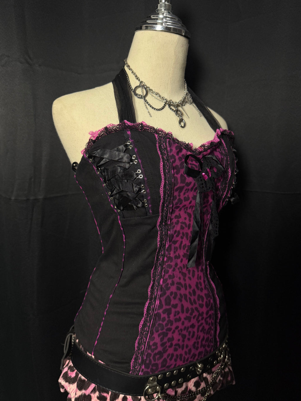 ༒Tripp Nyc VTG Pink Leopard Corset༒ *RARE*