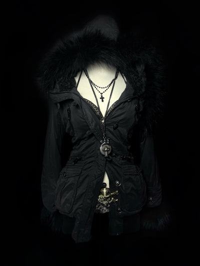 ༒Black Fur Hoodie༒