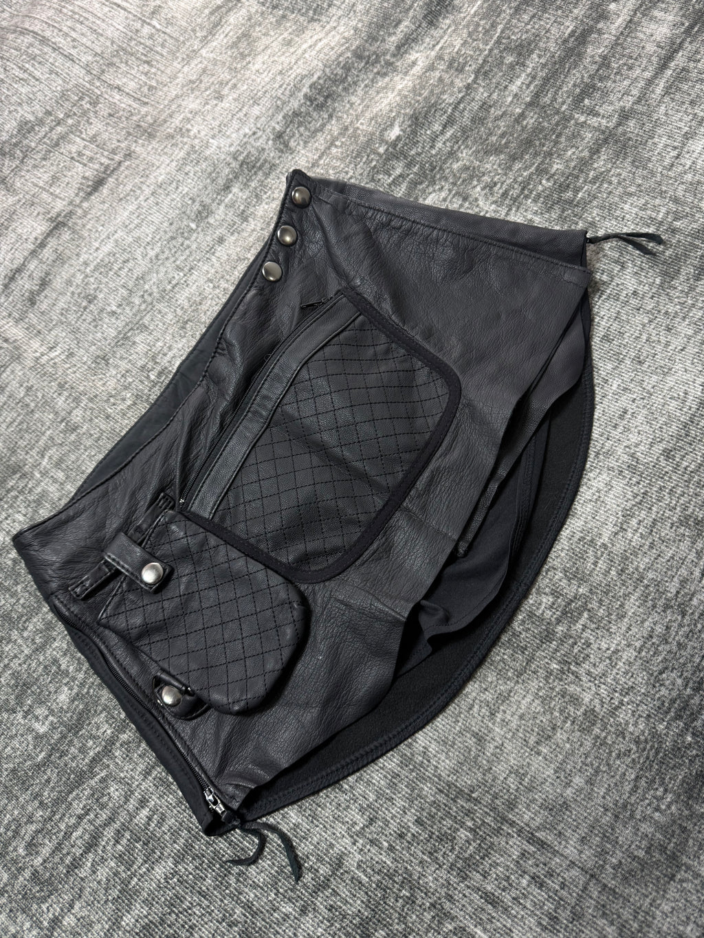MINI BLACK LEATHER SKIRT༒