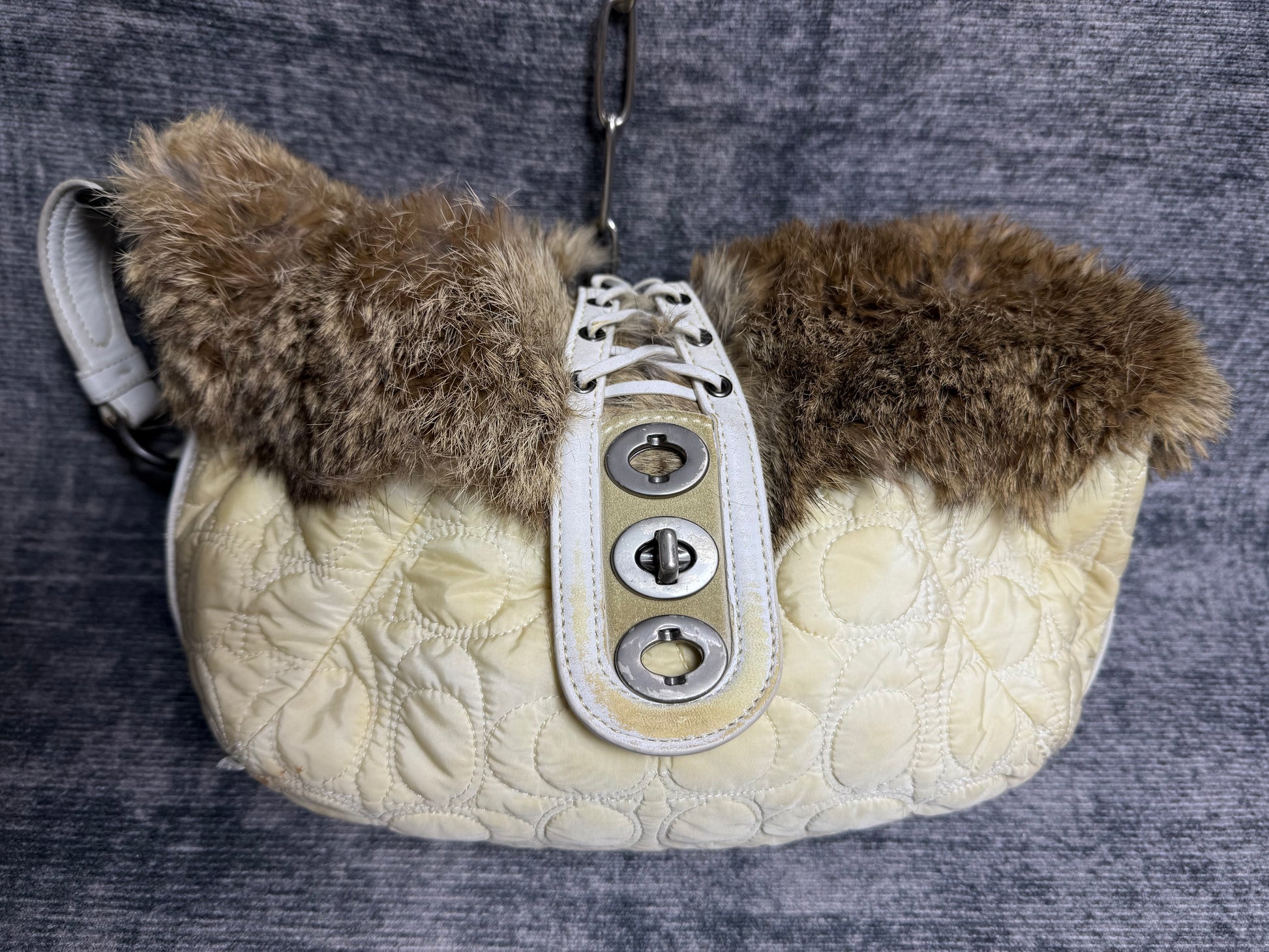 Vintage Fur Bowler Bag