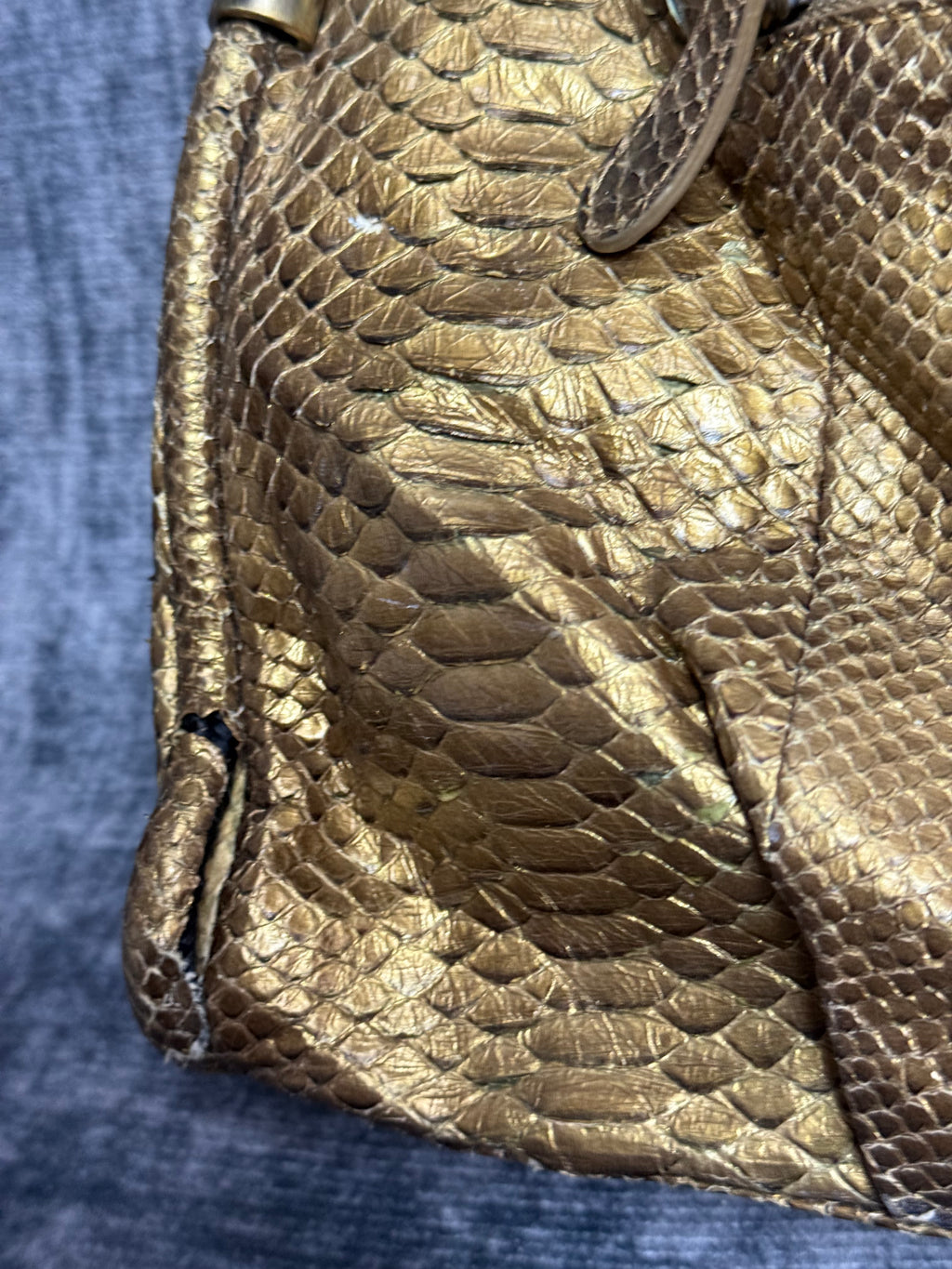 Y2K Gold Python Bowler Bag