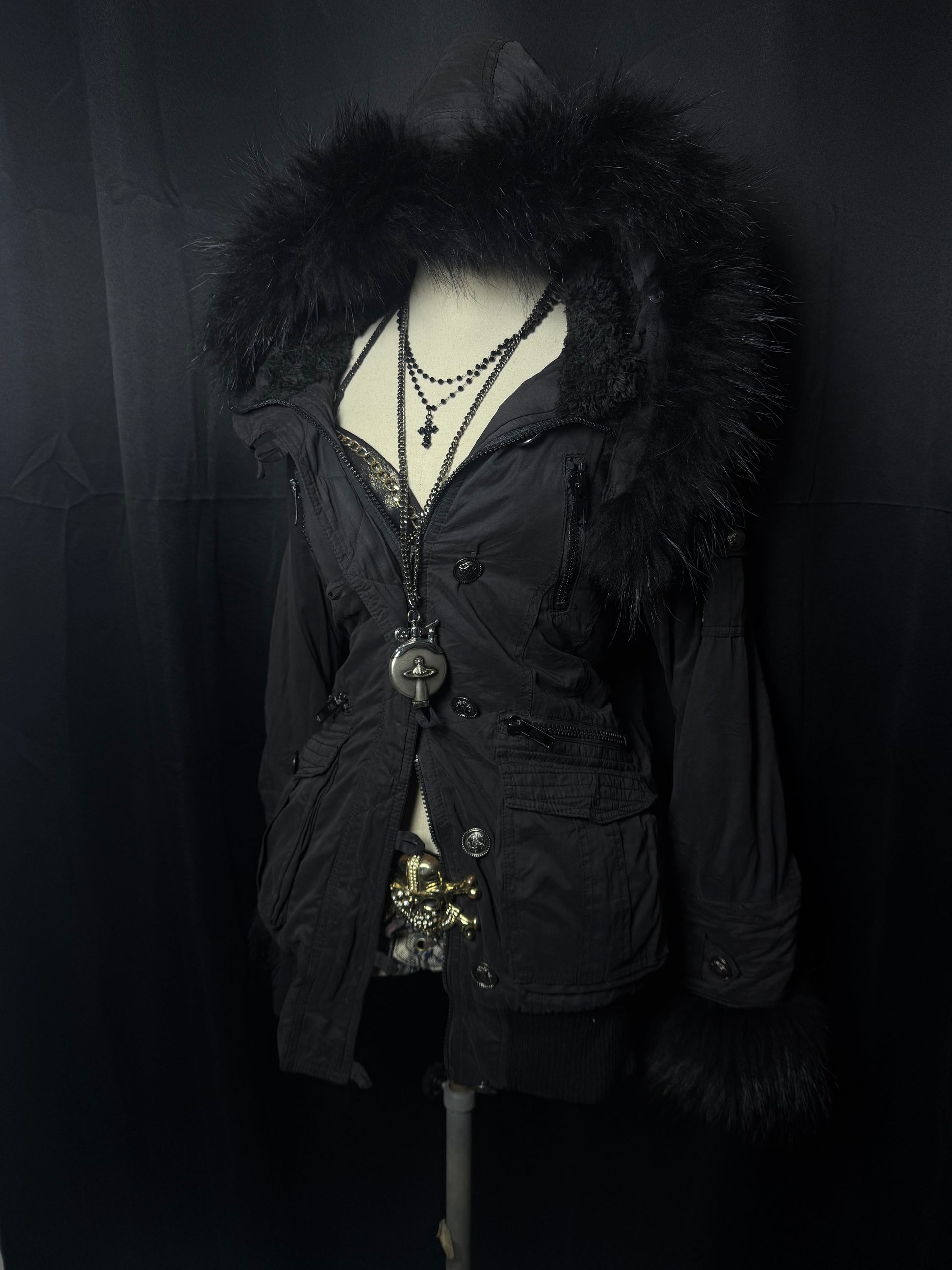 ༒Black Fur Hoodie༒