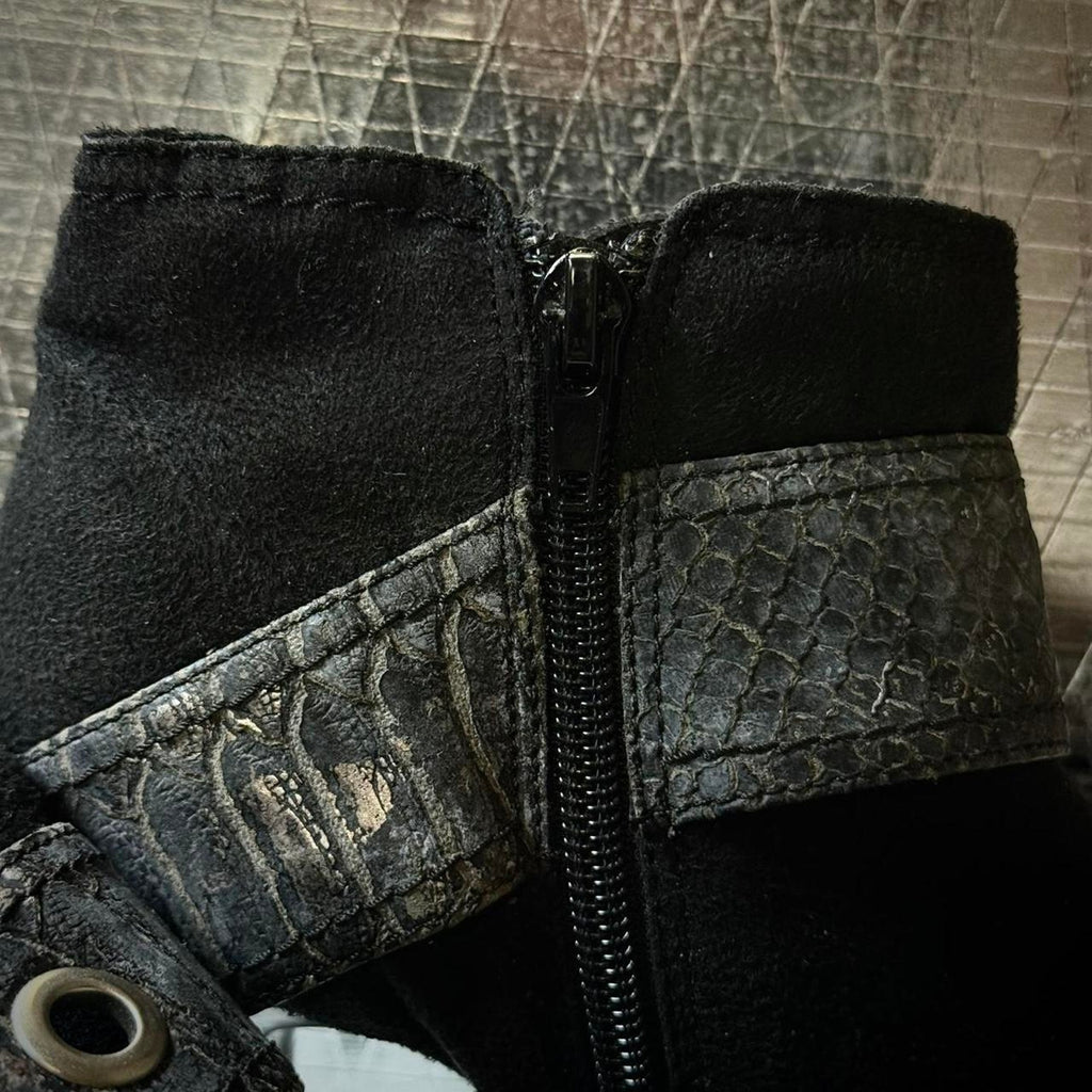 Black suede ankle boots with