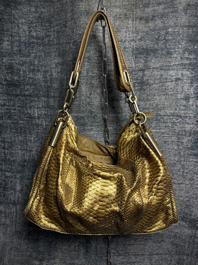 Y2K Gold Python Bowler Bag