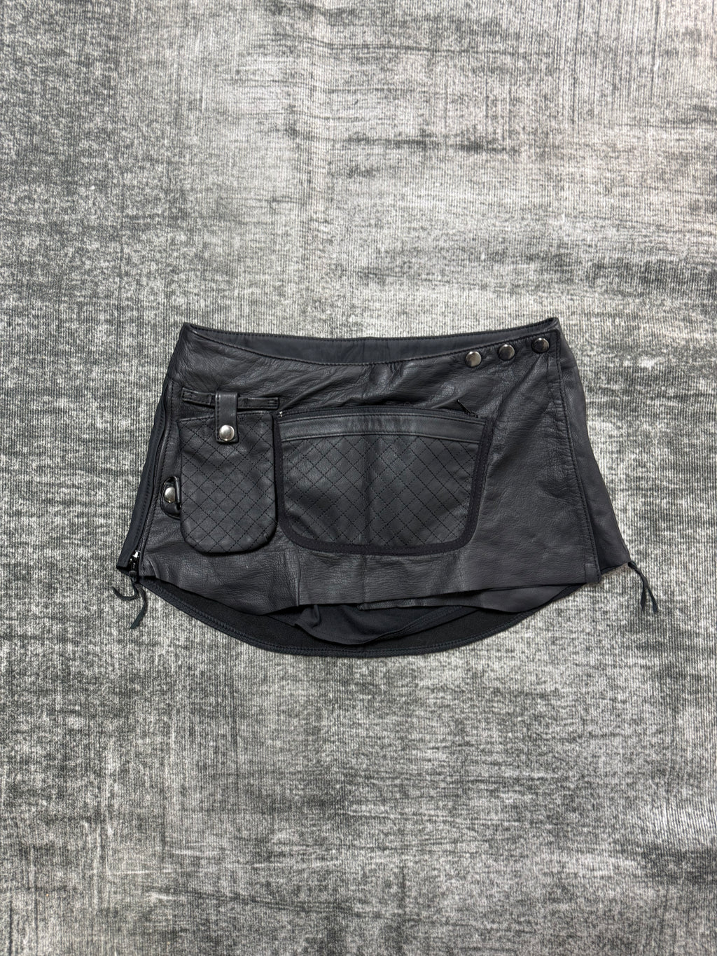 MINI BLACK LEATHER SKIRT༒