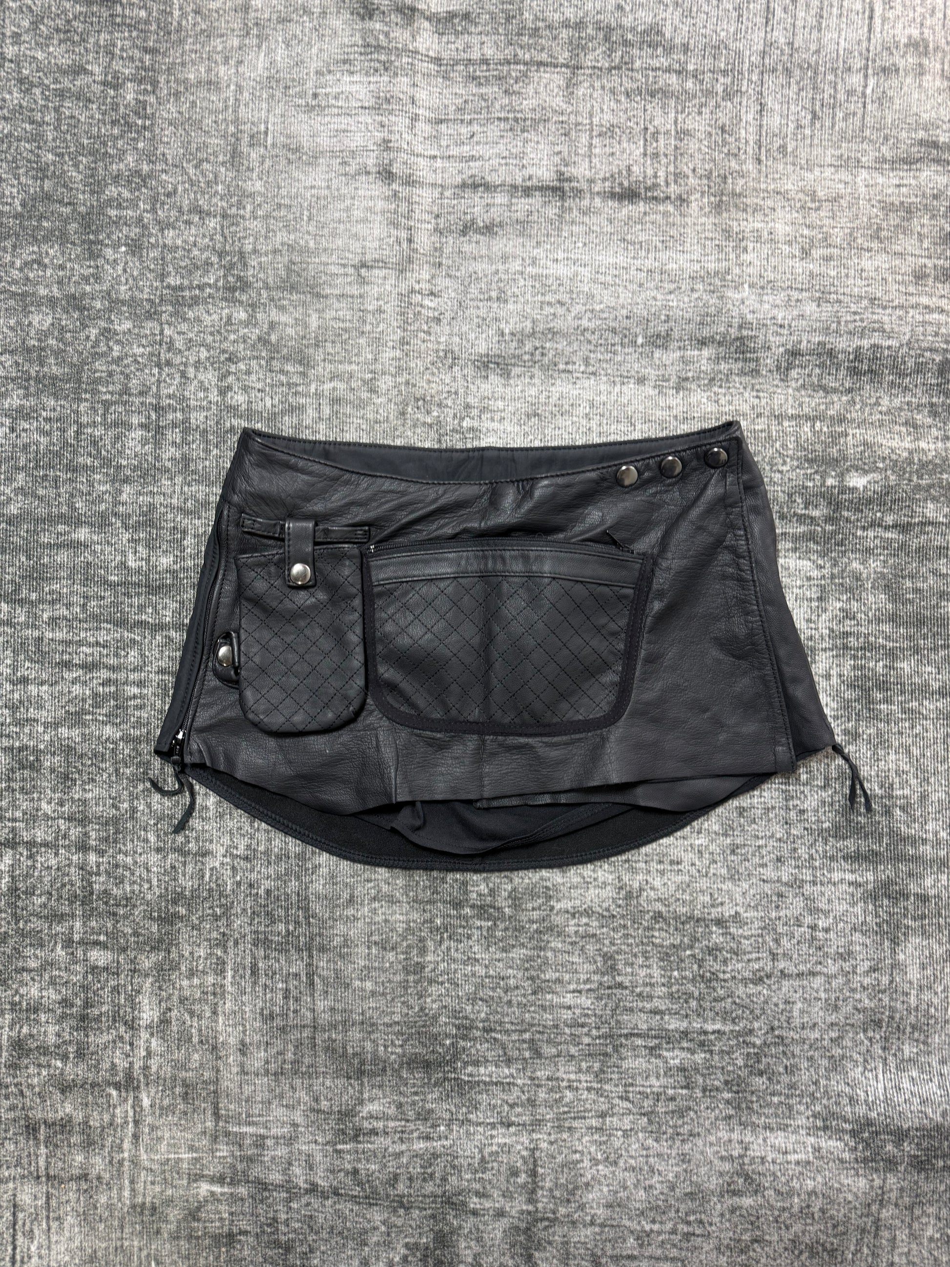MINI BLACK LEATHER SKIRT༒