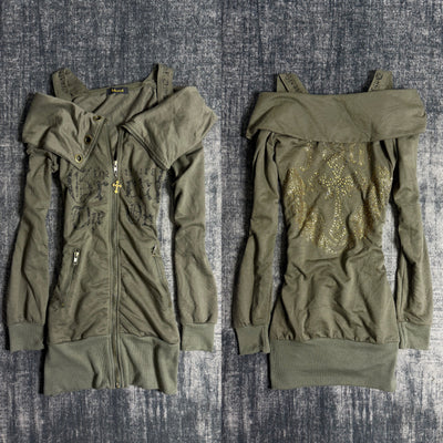 B2V-MERCI CROSS ZIP UP MINIDRESS ༒