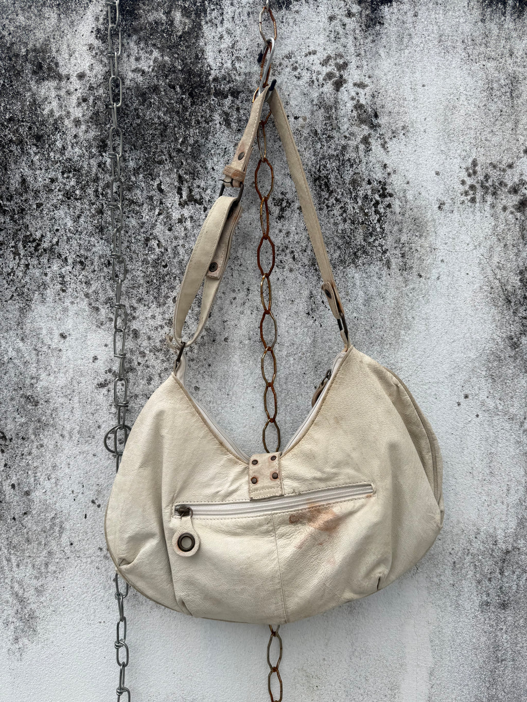 Distressed Leather Hobo Bag