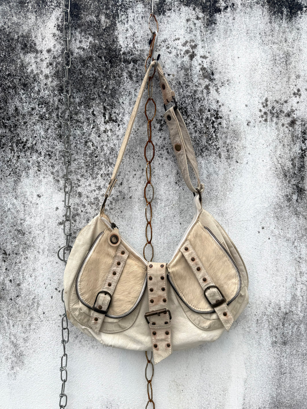 Distressed Leather Hobo Bag