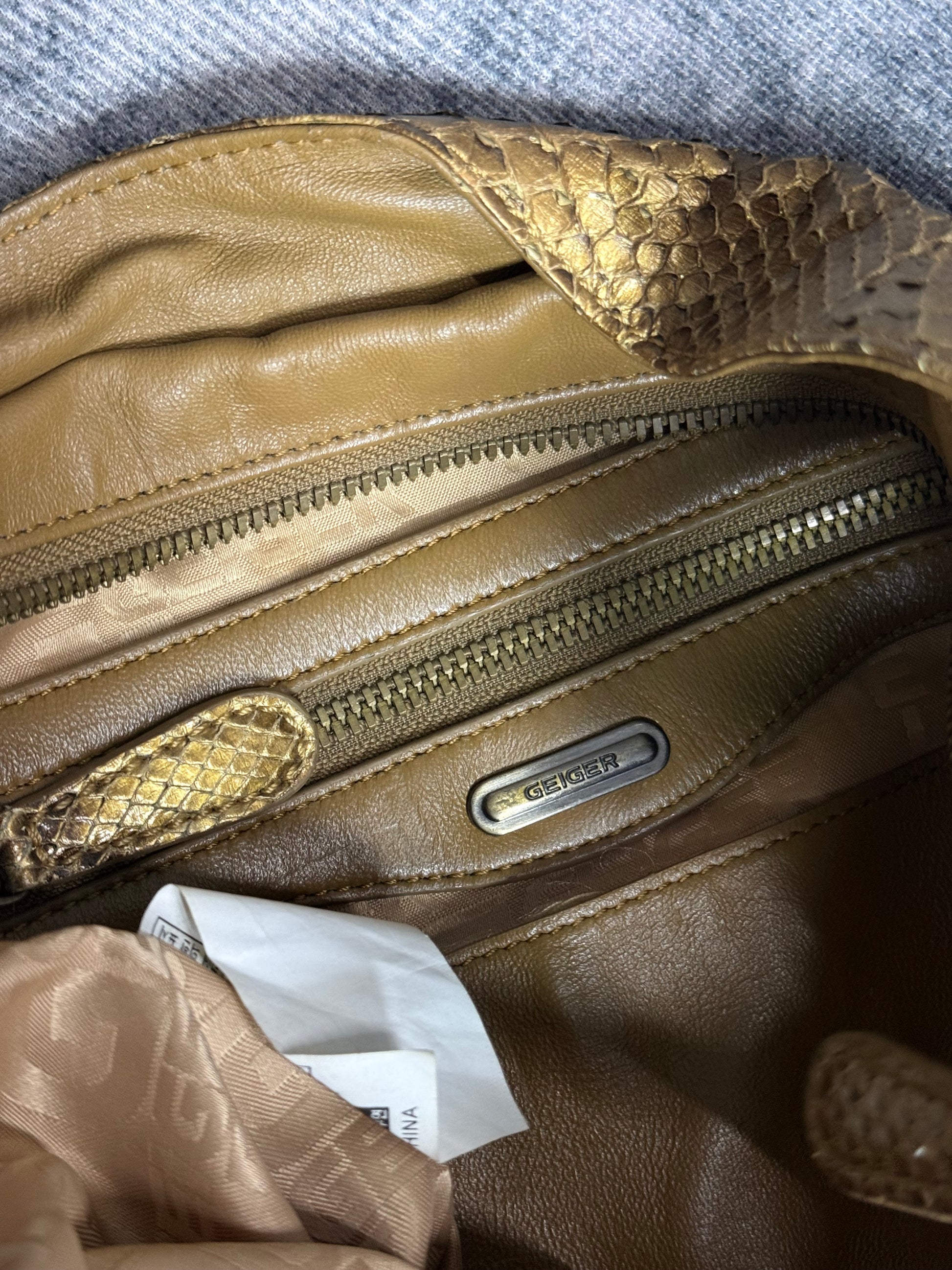 Y2K Gold Python Bowler Bag