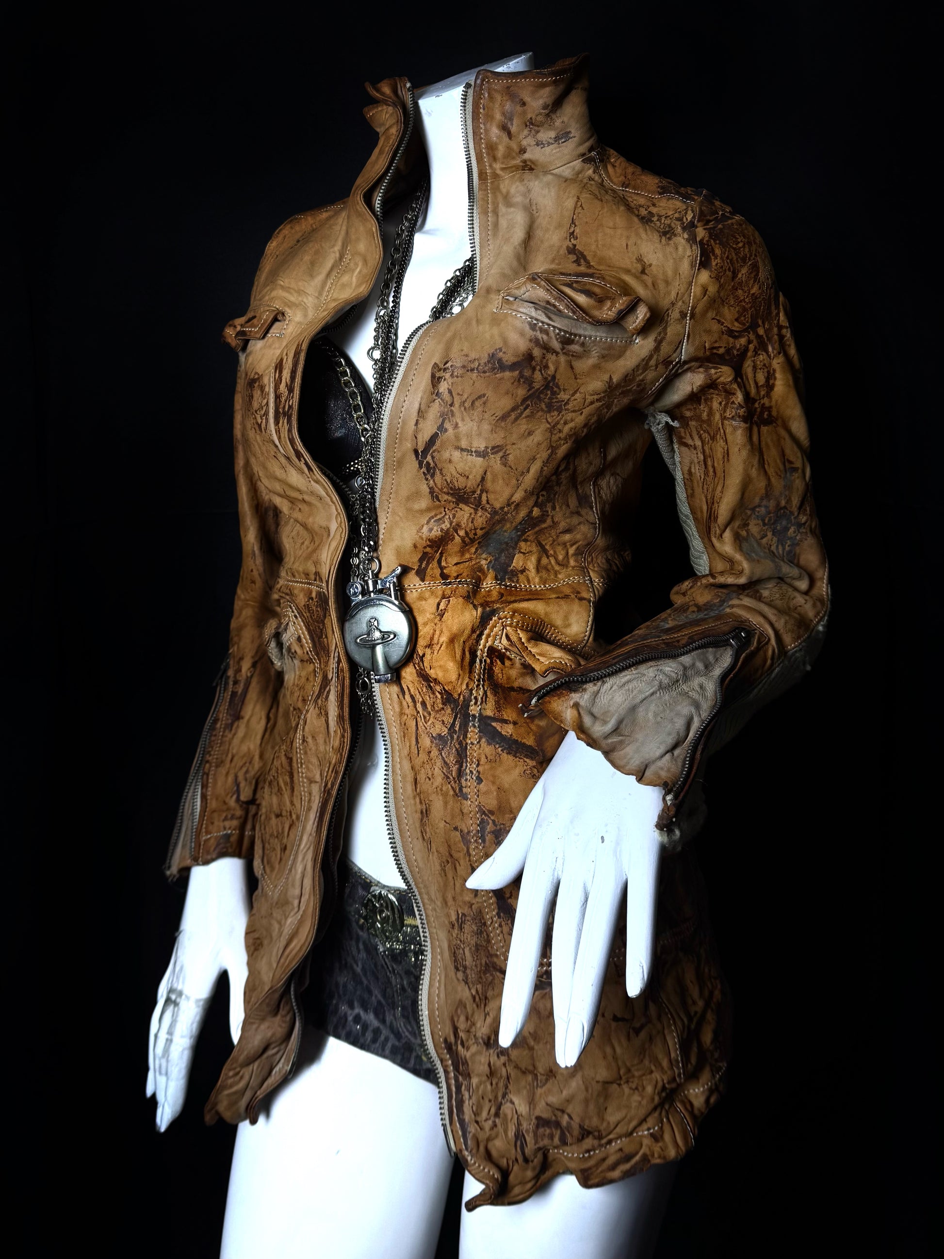 ༒vtg leather jacket ༒