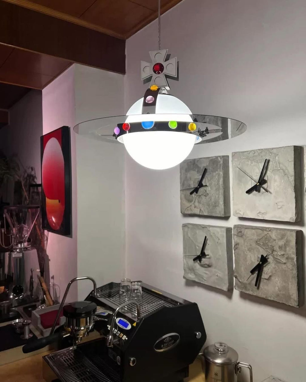 Planet Pendant Light – Stainless Steel & Glass Designer Hanging Lamp