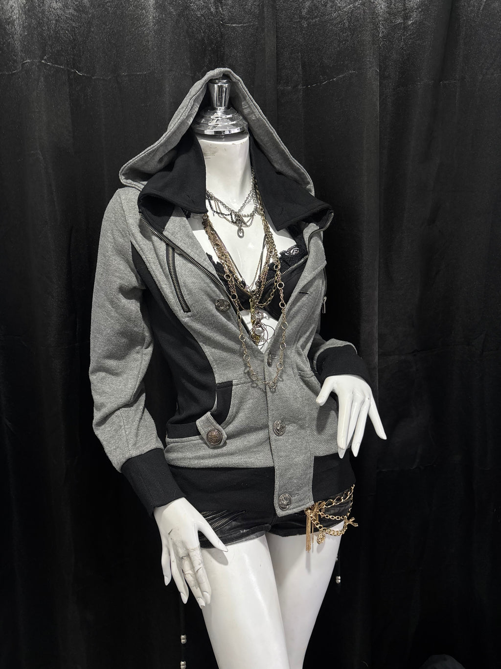 VANITY GRAY ZIP UP HOODIE ༒