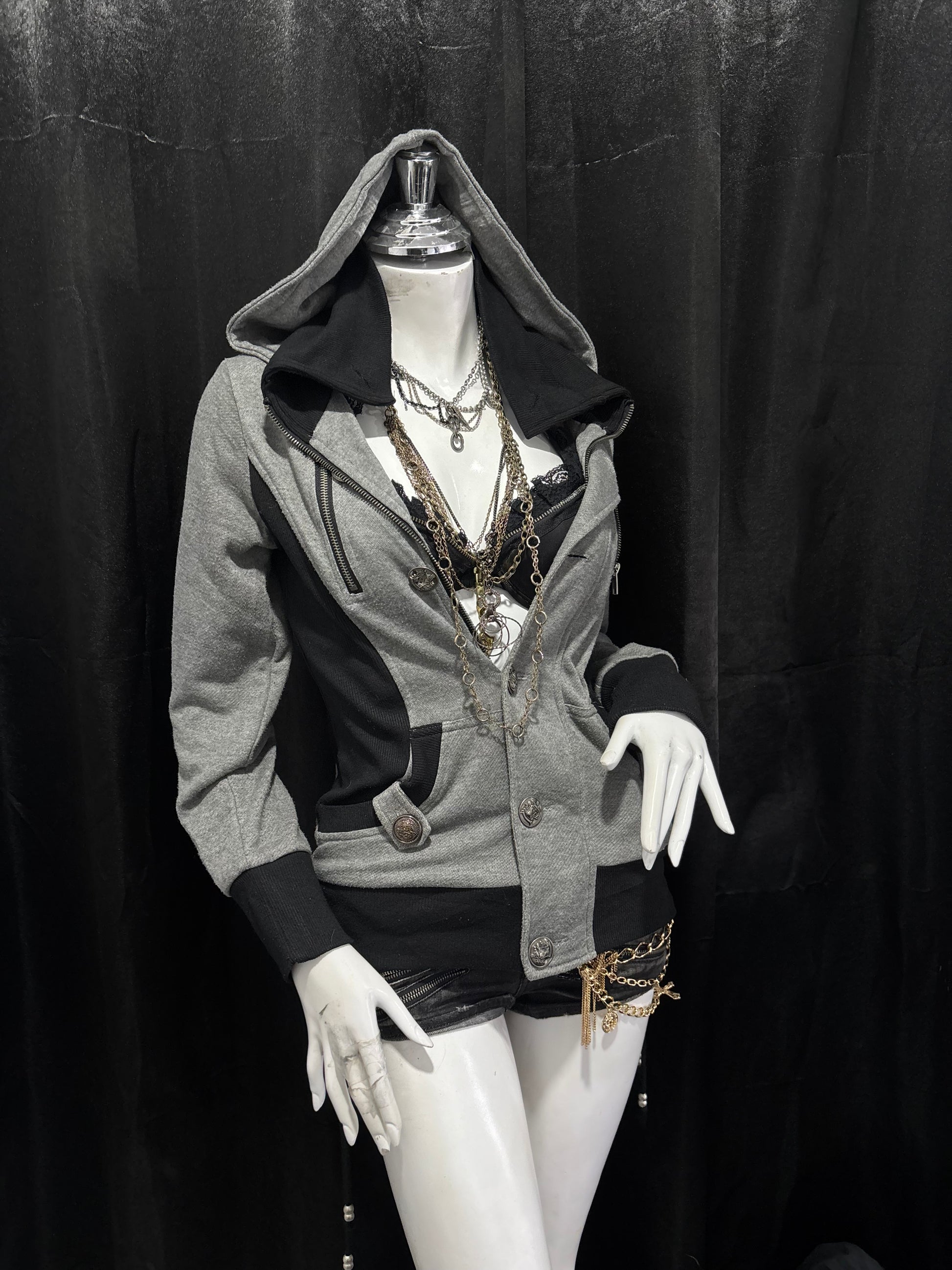 VANITY GRAY ZIP UP HOODIE ༒