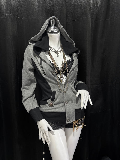 VANITY GRAY ZIP UP HOODIE ༒