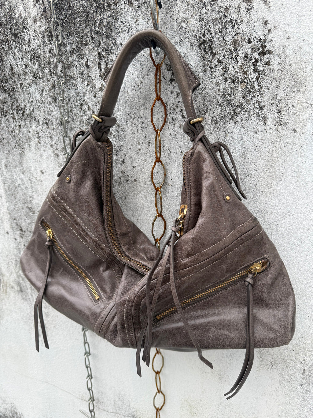 Straps Vintage Bowler Bag