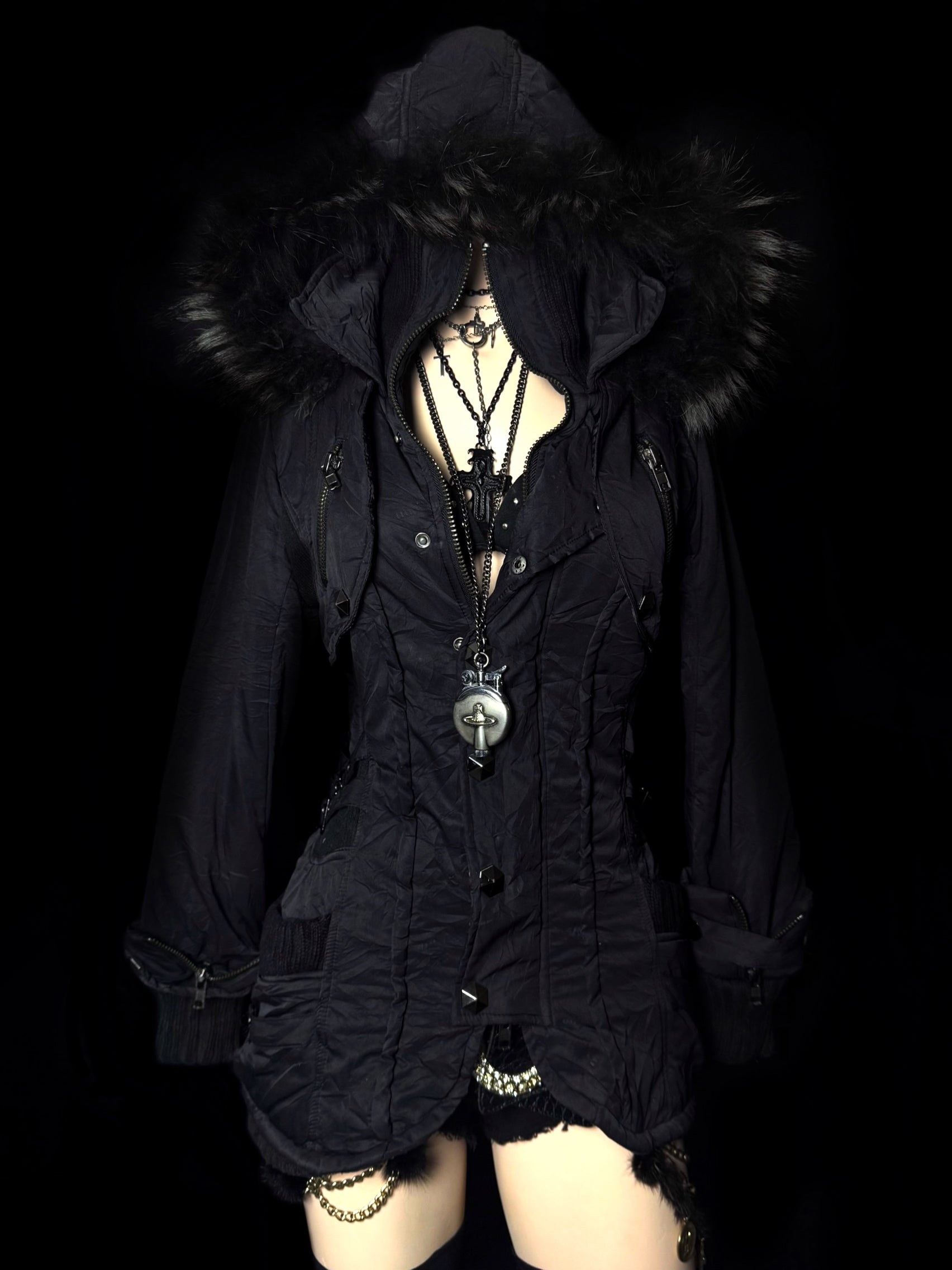 ༒Black Fur Jacket༒