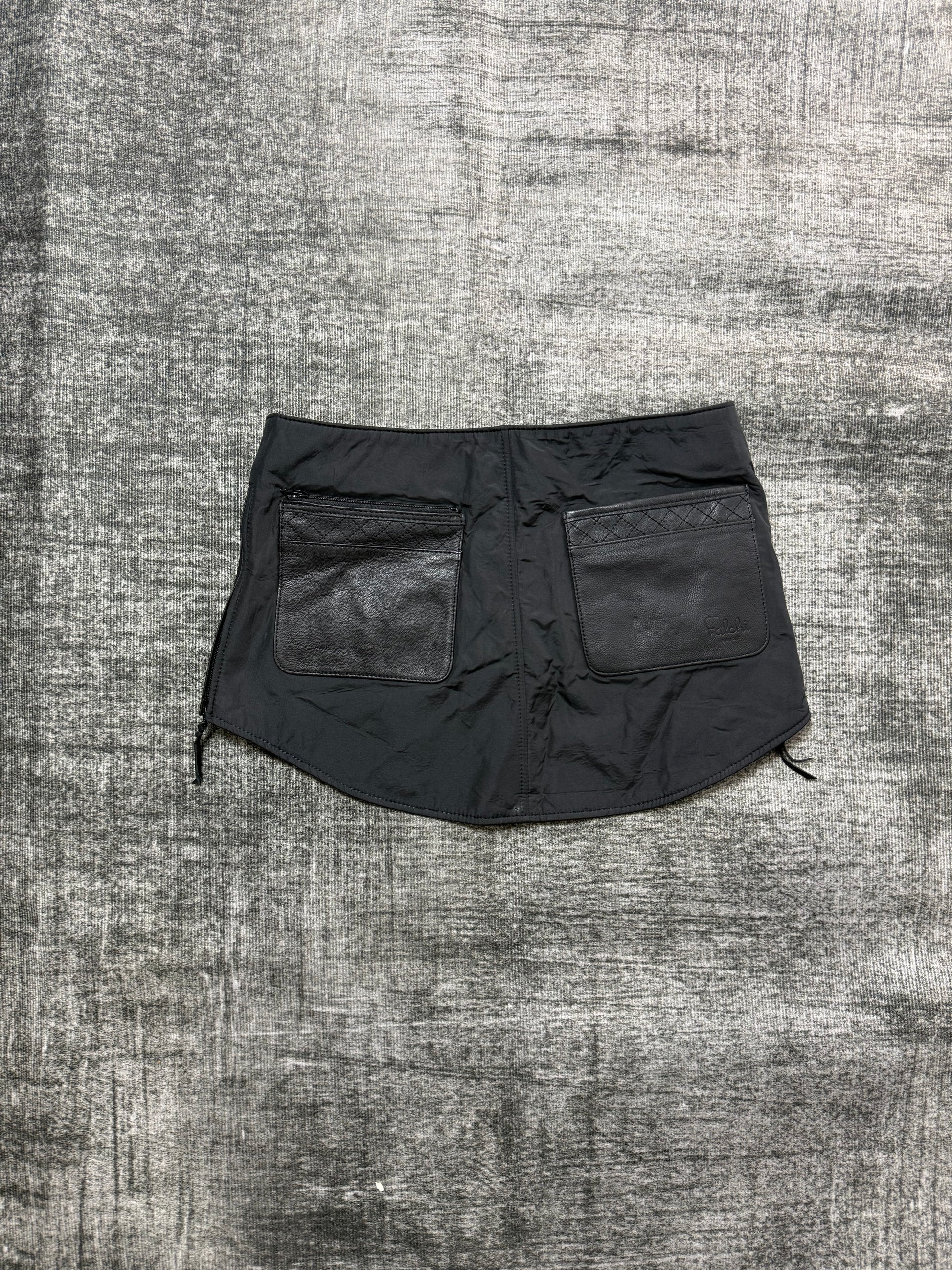 MINI BLACK LEATHER SKIRT༒