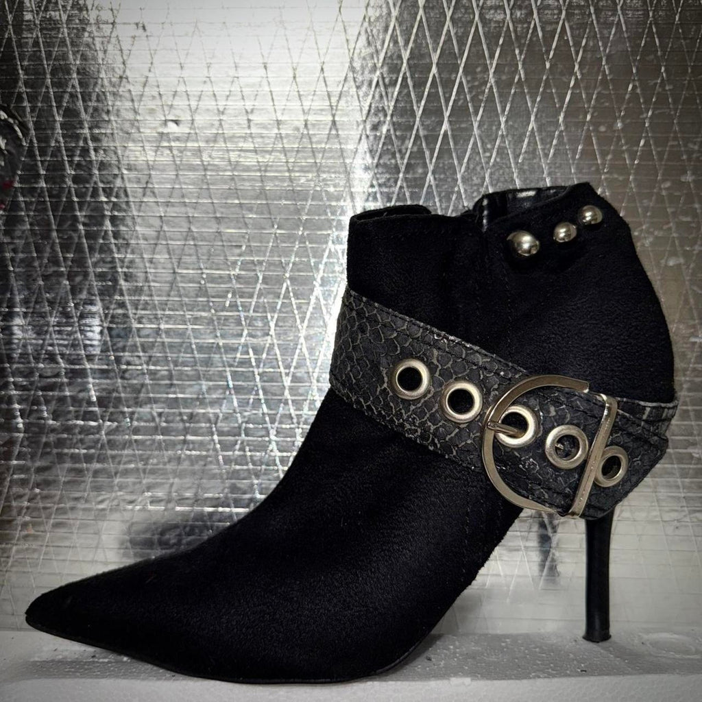 Black suede ankle boots with