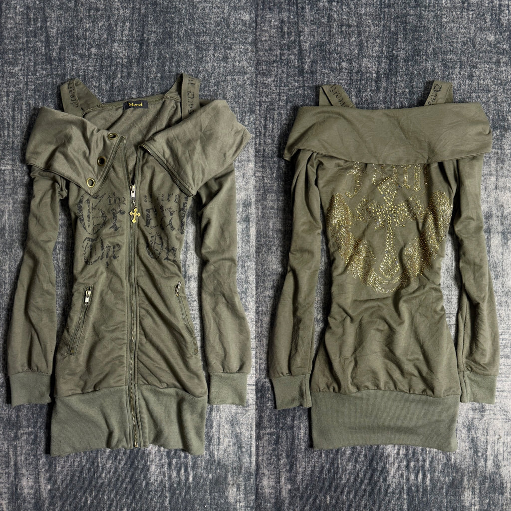 B2V - MERCI CROSS ZIP UP MINIDRESS ༒ vintage streetwear thrift y2k clothing by B2V_BAD2WEAR