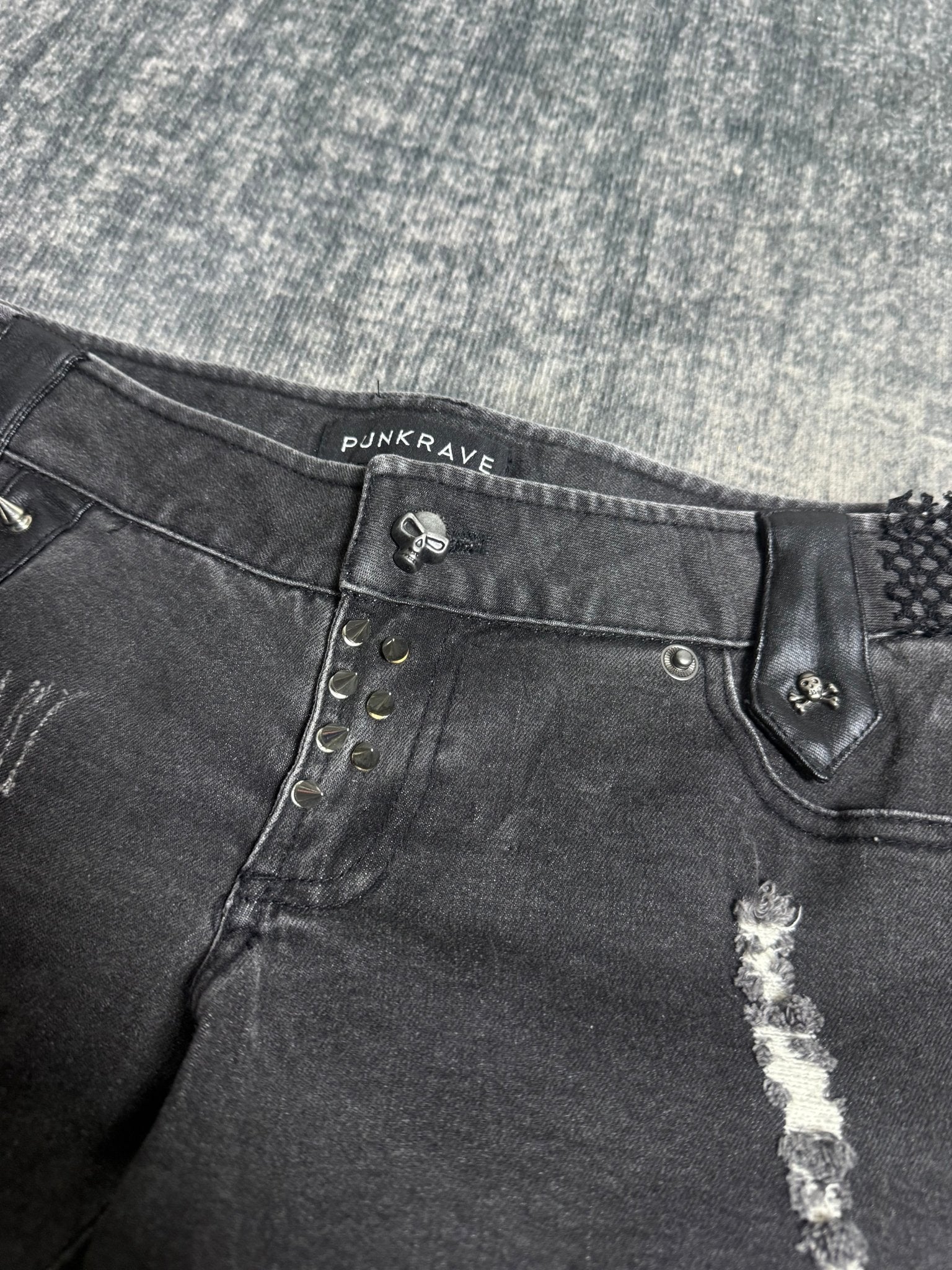B2V - PUNK RAVE DEMIN SHORT༒ vintage streetwear thrift y2k clothing by B2V_BAD2WEAR