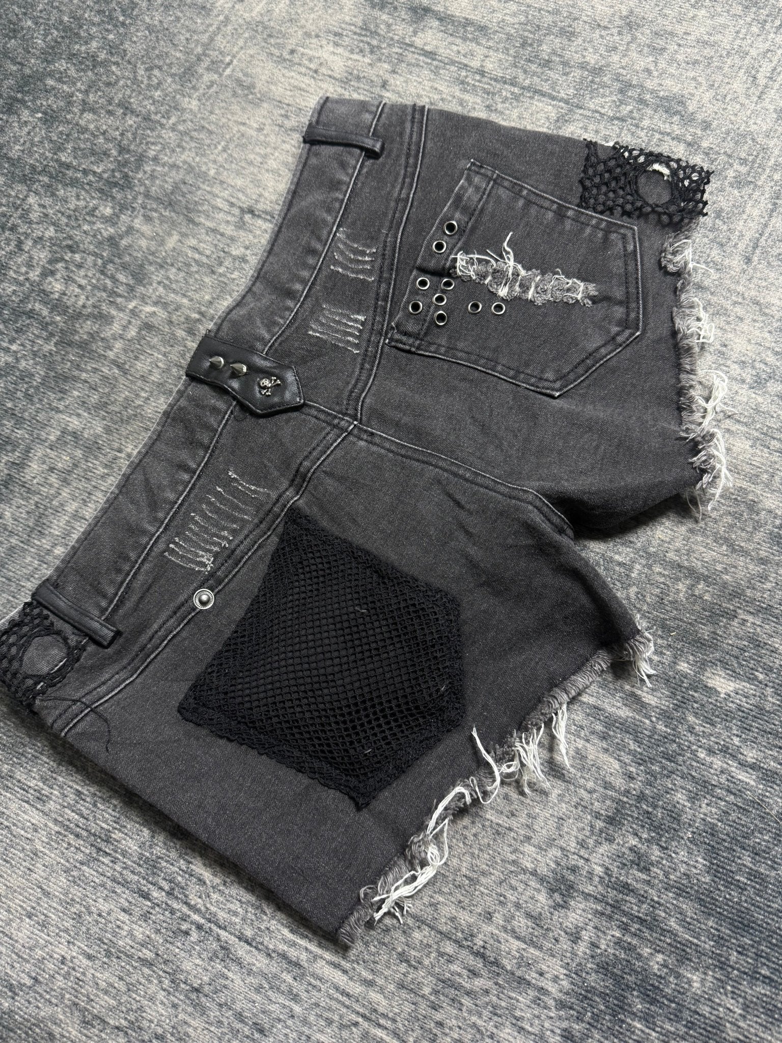 B2V - PUNK RAVE DEMIN SHORT༒ vintage streetwear thrift y2k clothing by B2V_BAD2WEAR