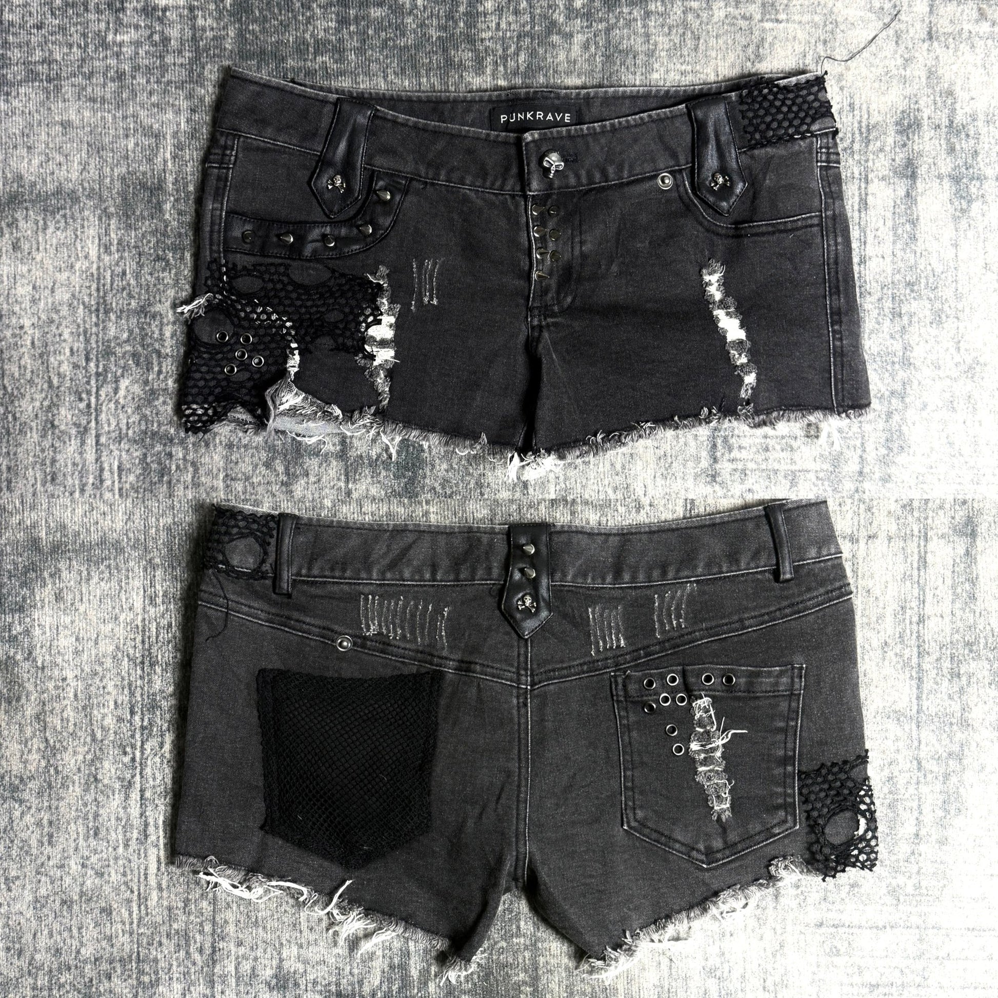 B2V - PUNK RAVE DEMIN SHORT༒ vintage streetwear thrift y2k clothing by B2V_BAD2WEAR