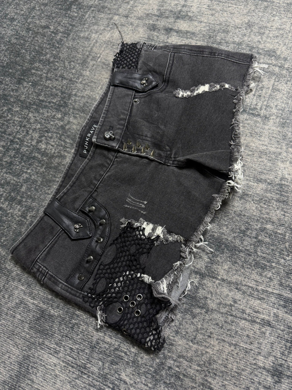 B2V - PUNK RAVE DEMIN SHORT༒ vintage streetwear thrift y2k clothing by B2V_BAD2WEAR