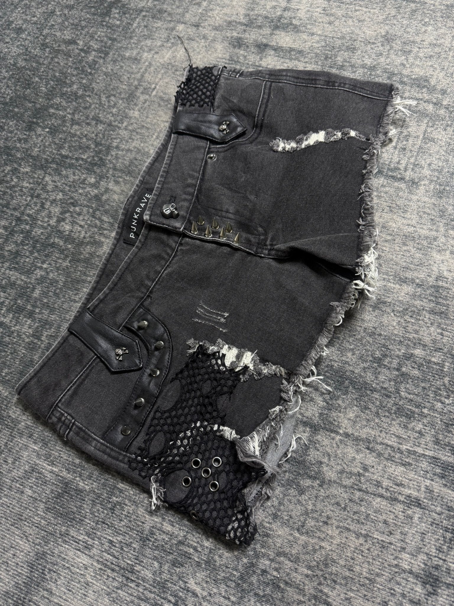 B2V - PUNK RAVE DEMIN SHORT༒ vintage streetwear thrift y2k clothing by B2V_BAD2WEAR